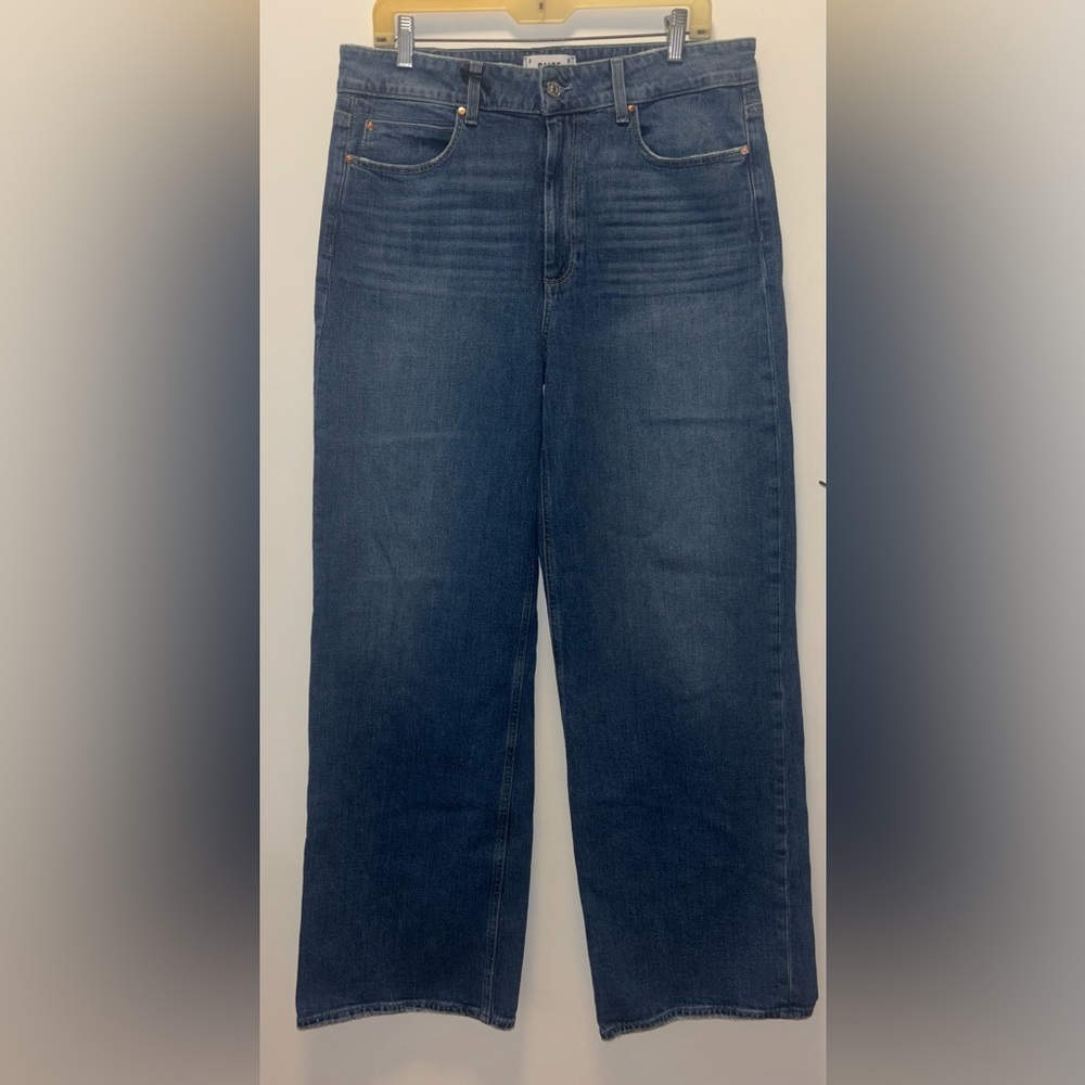NWT Paige Sasha high-rise, wide leg jeans, medium wash 32 - Picture 2 of 14